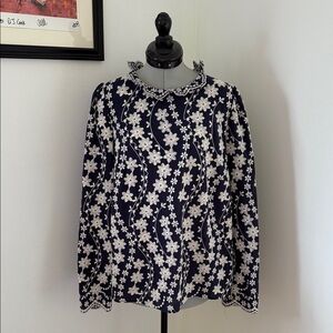 Sezane floral embroidered long sleeve top
